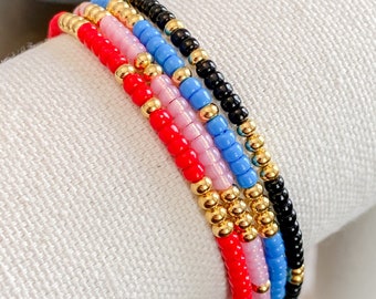 Pulsera de cuentas de colores, pulsera de nudo corredizo, pulsera de cuentas delicadas, pulsera de cuentas de colores, pulsera de cuentas de semillas