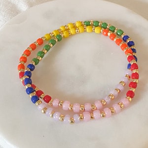 Bunt perlen armband, perlen armband, perlen stretch armband, regenbogen perlen armband, regenbogen perlen armband, rocailles perlen armband