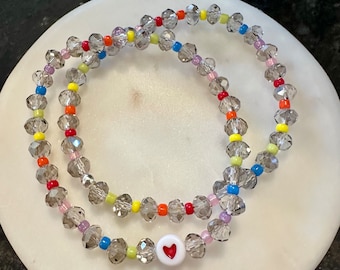 Glass beaded bracelet, personalized  bracelet, personalized beaded bracelet, custom name bracelet, faceted beaded bracelet