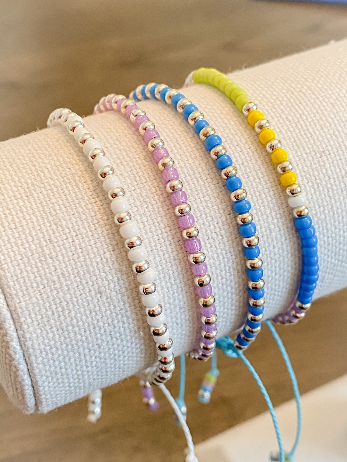 Colorful Beaded Bracelet Sliding Knot Bracelet Dainty Bead Etsy
