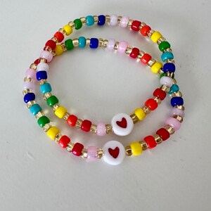Kid’s heart beaded bracelet, children’s heart beaded bracelet, personalized beaded bracelet, valentines bracelet,  heart bead bracelet