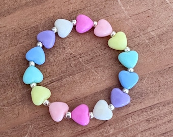 Kid’s heart beaded bracelet, children’s heart beaded bracelet, personalized beaded bracelet, valentines bracelet,  heart bead bracelet