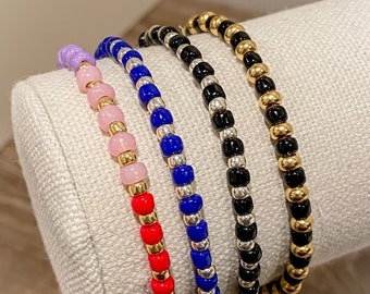 Pulsera de cuentas de colores, pulsera elástica, pulsera de cuentas delicadas, pulsera de cuentas de color, pulsera de cuentas de semillas