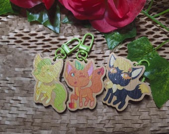 Cute Wooden Mango Fox Keychain