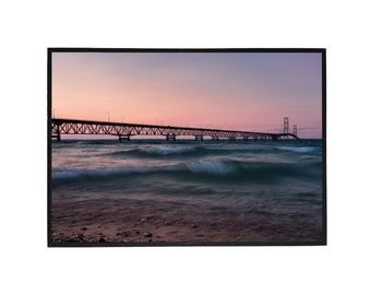 Mackinac Bridge at Sunset, Michigan Print Photography Print, for Wall Art and Home Decor