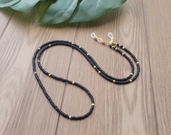 New!!! Dainty MATTE BLACK Beaded EyeGlass Mask Chain | Sunglass Chain | Glasses Cord Mask Cord|  Beaded Chain Strap | Gift for Her Handmade