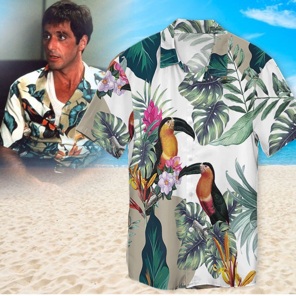 Al Pacino Scarface Hawaii Shirt Tropical Sleeve Summer | Etsy