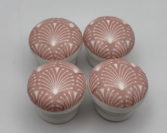 Boutons de tiroir de style Art déco Dusty Rose : poignées d'armoire en bois découpé, 35 mm avec fixations