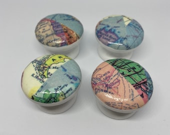 World Map Decoupage Drawer Knobs