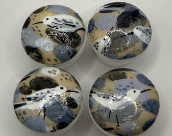 Sea Birds Coastal Drawer Knobs (pulls,handles) White knobs with decoupaged 35mm diameter face, with fixings, Home Decor Accessories