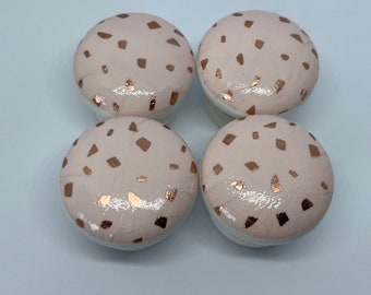 Pink & Rose Gold Decoupage Wooden Drawer Knobs - 35mm, with fixings