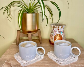 Macrame Heart shaped coasters, pair of Macramé loveheart coasters, boho home decor, Cotton 2nd Wedding Anniversary Gift