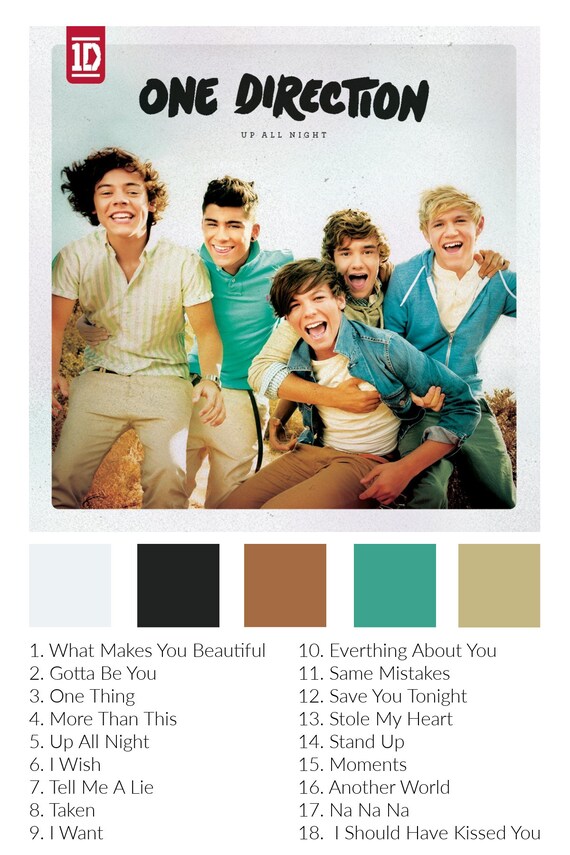 One Direction Up All Night Album Color Swatch Etsy