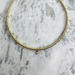 Choker necklace, light gold, glass seed beads.