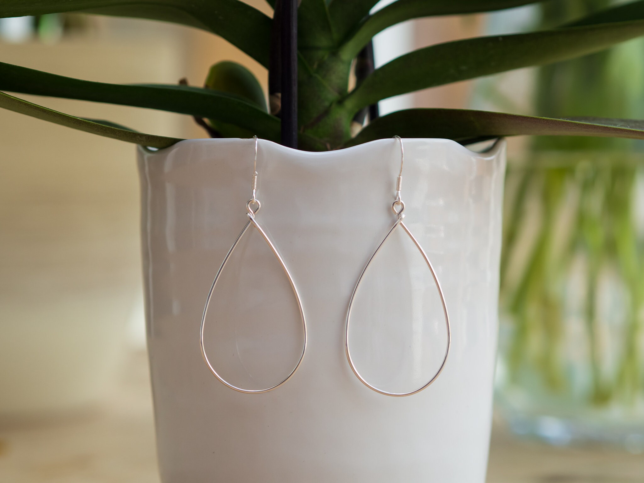 Elsie Teardrop Hoop Earrings - Sterling Silver