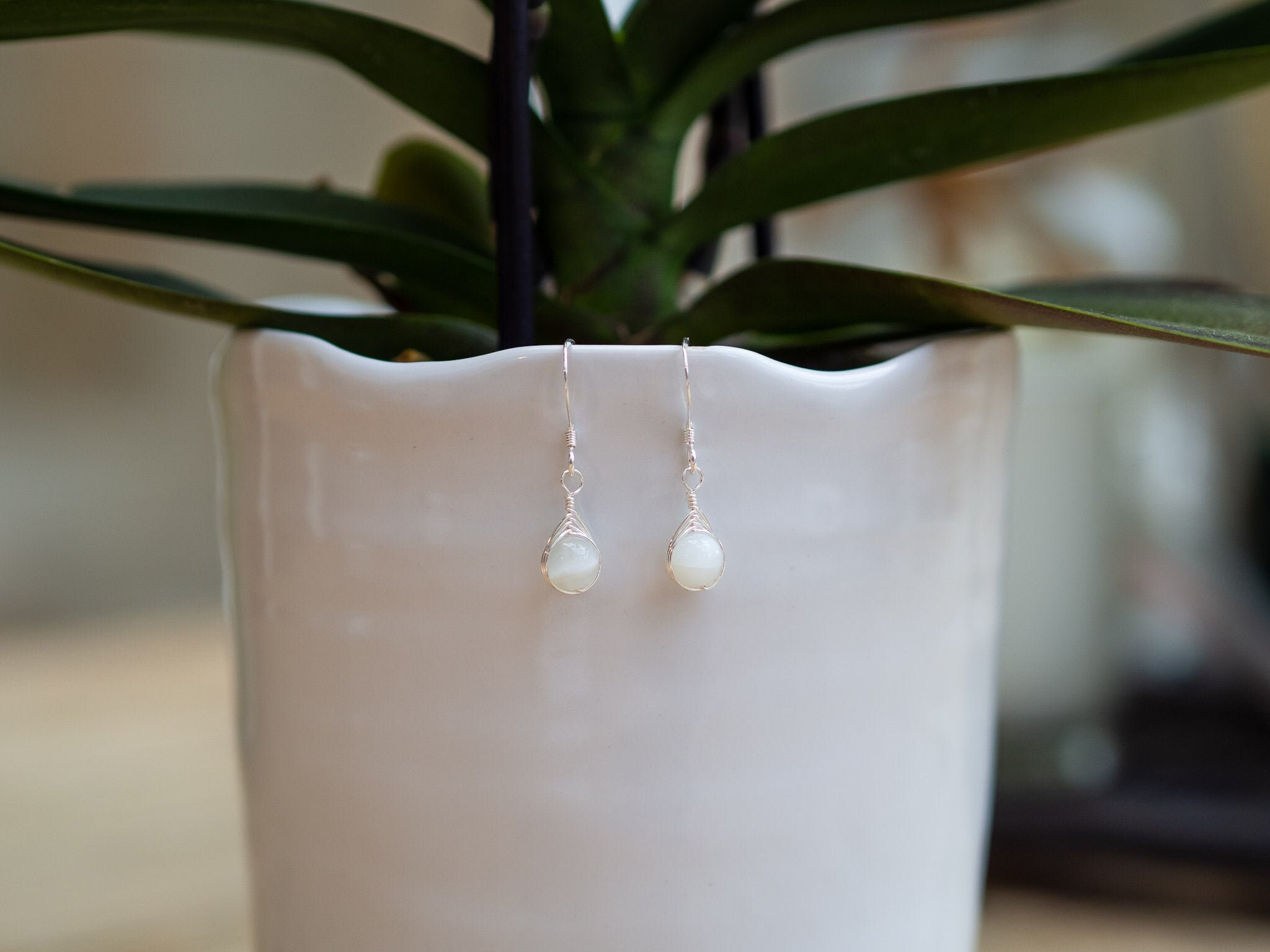 Lia Moonstone Fishtail Teardrop Earrings - Sterling Silver, June Birt…