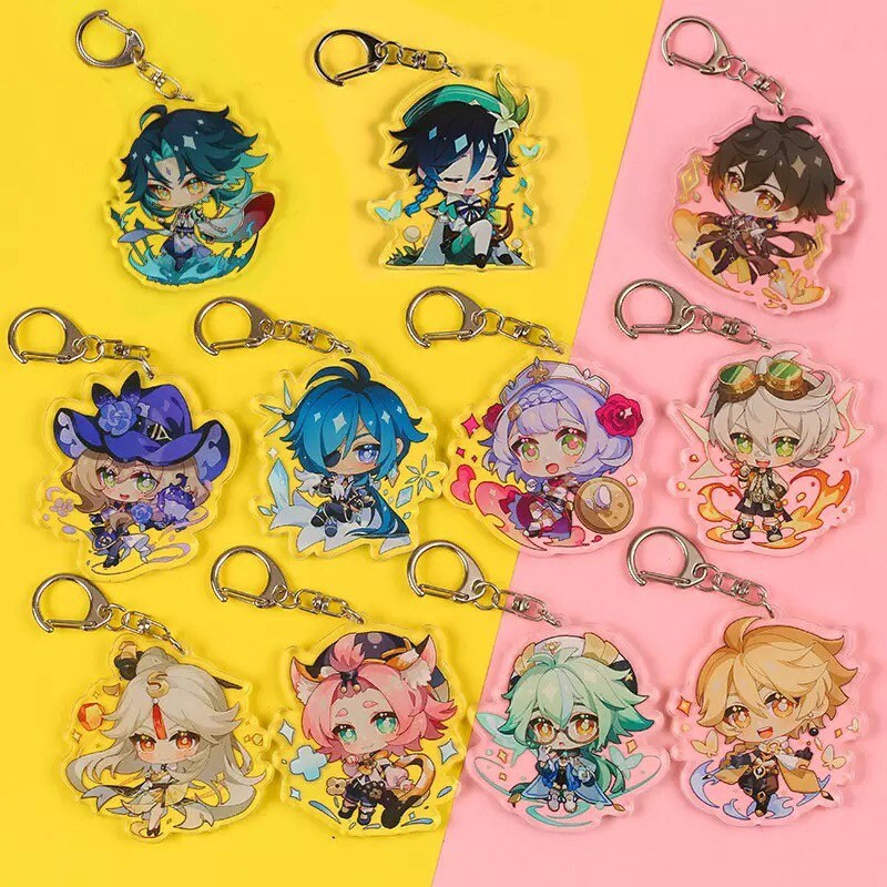 Genshin Impact Keychain Keyring Anime Charm Etsy