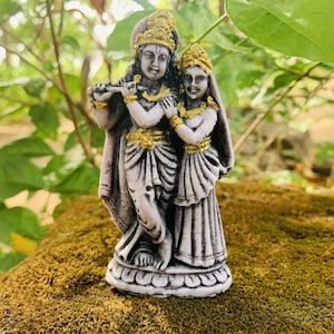Small Radha Krishna Statue Couple Hindu Divine Romantic Couple Figurine Statue Lord Krishna Statue Lord Gopal Statue Mini Krishna sculpture