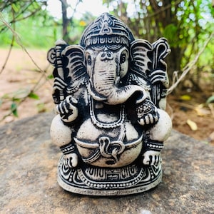 Grande statue en pierre de Ganesha Seigneur dieu hindou du succès Ganesh bouddha méditation figurine éléphant dieu sculpture Ganapati Diwali décor cadeaux