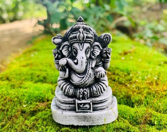 Small Stone Ganesha Statue, Hindu God Sculpture for Altar