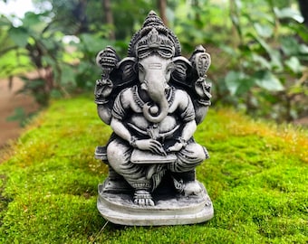Small Ganesha stone statue Lord Hindu God of Success Mini Ganesh for altar meditation figurine Elephant God Sandstone sculpture Ganapati