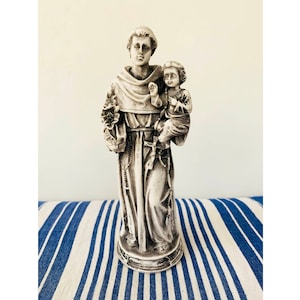 Large SAINT ANTHONY Statue Santo Antonio Stone statue Anthony of Padua idol Saint Anthony Holding Child Christian home Catholic Church Decor