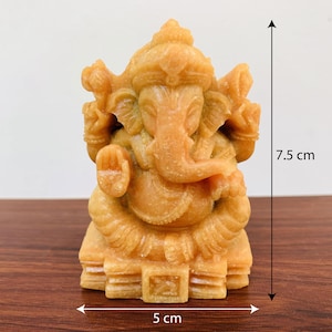 Orange Ganesha stone statue Lord Hindu God of Success Ganesh for altar Ganesha figurine for Devotees Elephant God sculpture Ganapathi idol