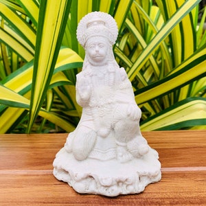 White Lord Hanuman Large Statue Hanuman Stone Statue Monkey God Hanuma Hindu Pooja Sculpture Hanumantha Meditation Idol monkey Ram Bhakt