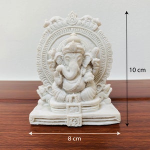 Ganesha Statua in pietra bianca Ganesha bianca piccola statua Lord Ganesh Meditazione Scultura Signore Elefante indù Dio del successo Ganesh figurina