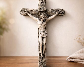 Handpainted Jesus Statue, Stone Optic Resin, Christian Home Decor