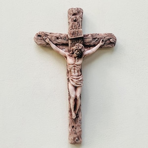 Small Jesus cross statue for home Mini Brown Lord Jesus Statue Jesu Christ cross Idol Christmas Gift Jesus cross statue for Wall Hanging