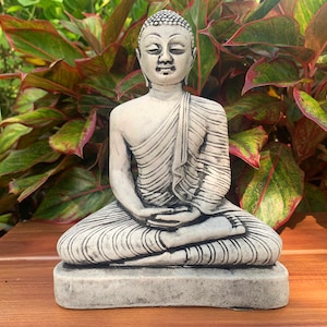 Large Budddha stone statue Meditating Buddha Figure Lord Peaceful Buddha Large Murti Gotama medicine buddah Tabletop Decor gift | 8 inches