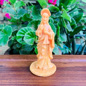 Small Orange Jesus statue for home Lord Jesus mini statue Jesus Christ Statue Jesus Idol Christian Lord Jesus meditating Christian gifts
