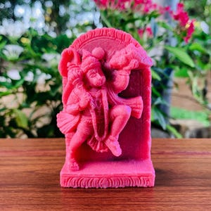 Small Pink Lord HANUMAN Statue Hanuma Stone statue Hanumantha Monkey God Sitting Mini Lord monkey Hindu Monkey Idol Ram Bhakt Hanuman figure