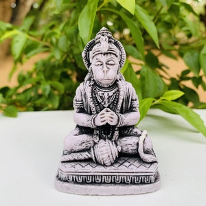 Pequeno Senhor Hanuman Estátua de Pedra Hanuman Estátua Macaco Deus Hanuman Hindu Pooja Escultura Hanumantha Meditação Ídolo Senhor macaco Ram Bhakt