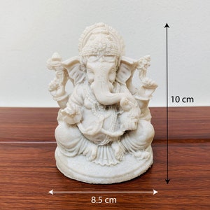 Ganesha Statua in pietra bianca Ganesha bianco Grande statua Lord Ganesh Meditazione Scultura Signore Elefante indù Dio del successo Ganesh figurina