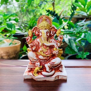 Statue de Ganesh Seigneur dieu hindou du succès Ganesh bouddha méditation Figurine de Ganesh le tronc pour dévots sculpture du dieu éléphant Ganapathi