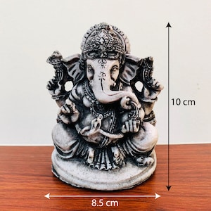 Statua in pietra Ganesha Signore Dio indù del successo Ganesh per altare Figurina Ganesha Trunk Up per devoti Elefante Dio scultura Ganapathi idolo