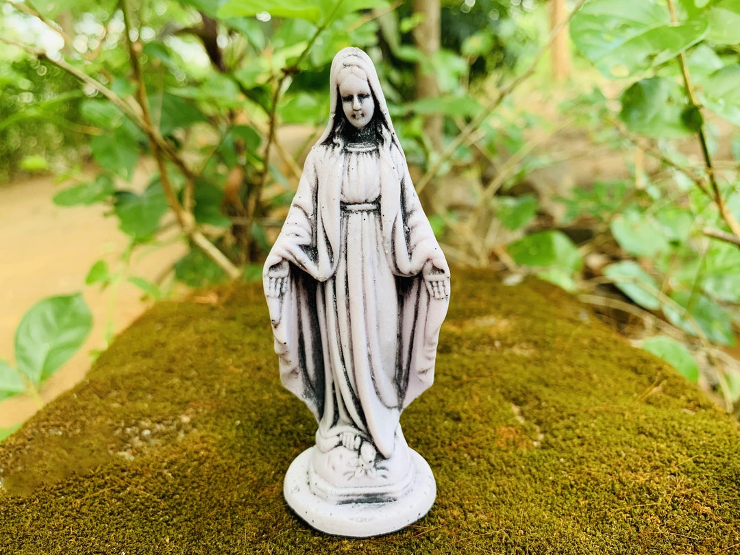Virgin Mary Mother Sculpture Religious Handmade Stone Statue Mary