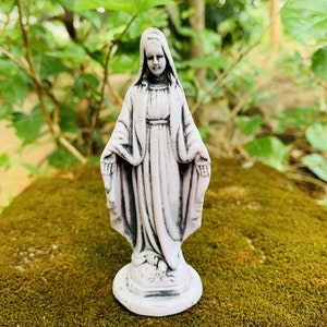 Virgin Mary Mother Sculpture Religious Handmade Stone Statue Mary Statue Madonna Figurine Mini Stone Mother Maria Statue Religious Art