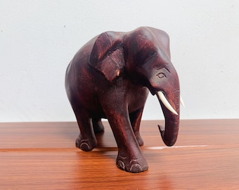 Figura de elefante de madera hecha a mano, decoración de mesa