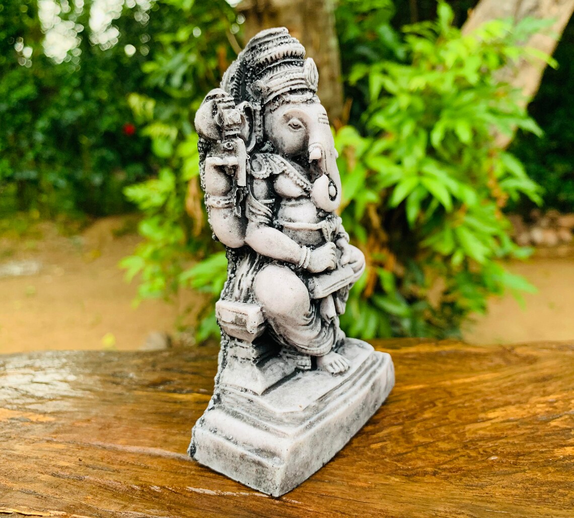 GANESHA Black & White Beautiful Stone Statue Lord Ganesha Etsy
