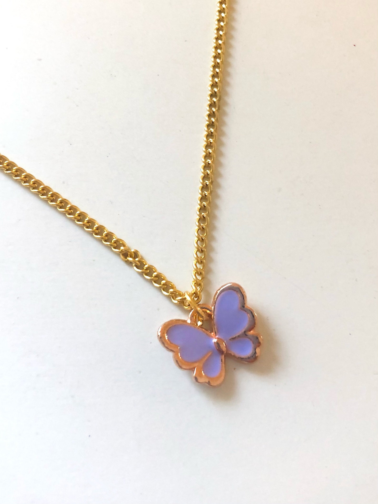Purple Butterfly Necklace Etsy