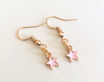 Pendientes estrella rosa