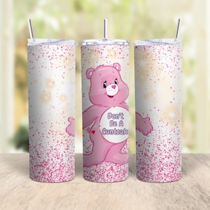 Swear Bear Tumbler | 20oz Stainless Steel Funny Bear Cup with Straw | Adult Humor Tumbler | Snarky Gift for Friends