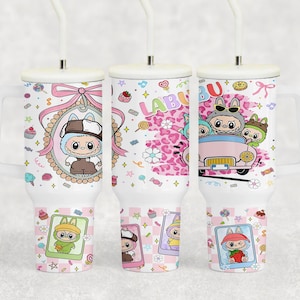 40oz LABUBU Tumbler with Handle & Straw | Cute Stainless Steel Travel Cup | Double Wall Insulated Mug  | Gifts for her
