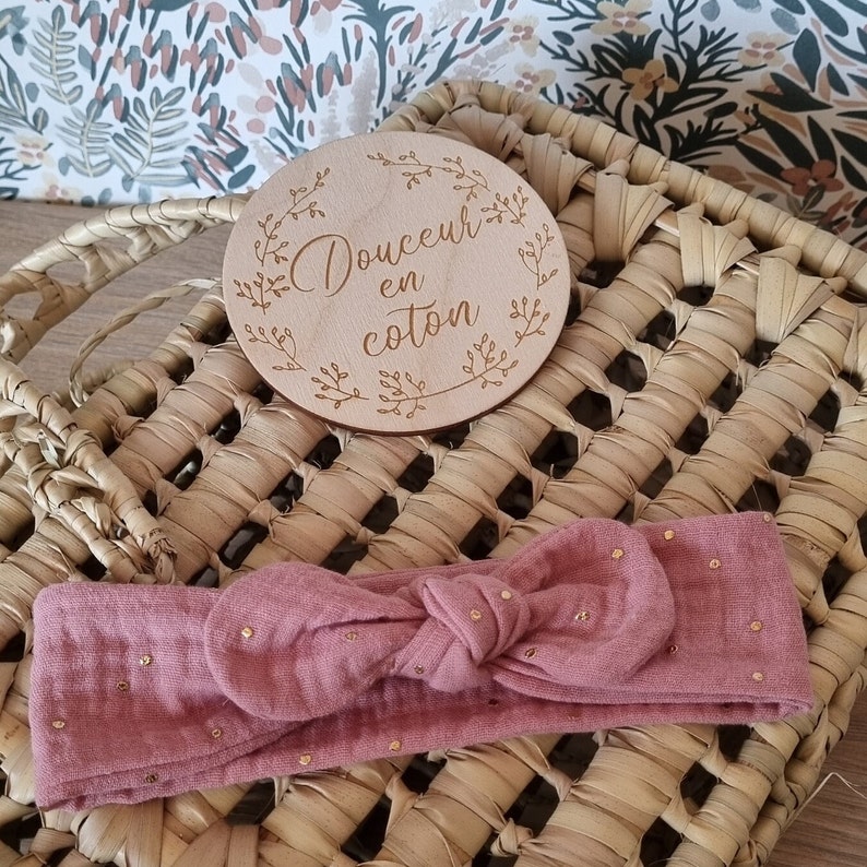 Baby headband Tie headbands Adjustable headbands Double gauze headbands Girl headbands Bow headbands Personalized headbands Rose thé