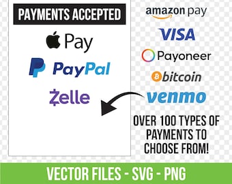 Drag and Drop Logos - Make your own payment sign - Venmo Visa American Express - SVG EPS PNG cricut glowforge engrave