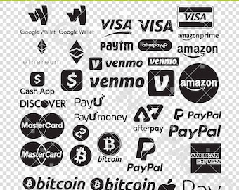Payment Logos for your Shop Visa Paypal AMEX Venmo Bitcoin - SVG PNG Cricut Glowforge Vinyl Screenprint Stencil Silhouette Clipart