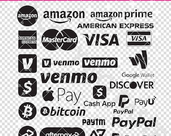 Shop Payment Logos for Payment Sign - SVG EPS PNG cricut glowforge engrave sign making visa paypal venmo american express